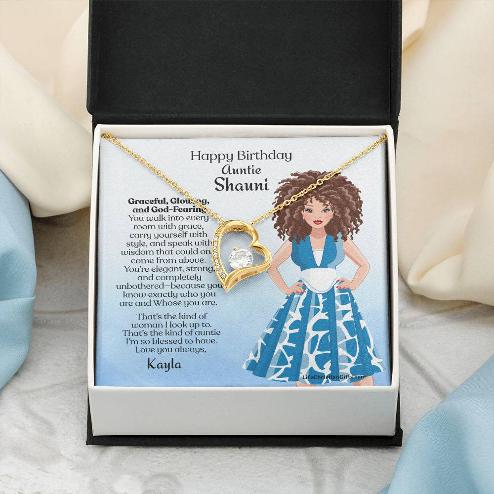Personalized Auntie Forever Love Necklace Message Card - Gracefully Brunette
