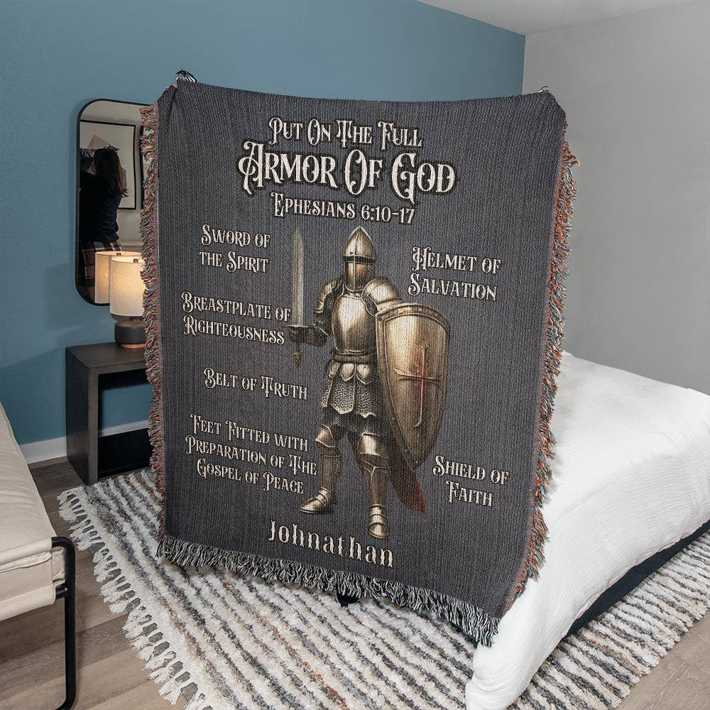Personalized Bible Verse Armor of God Throw Blanket