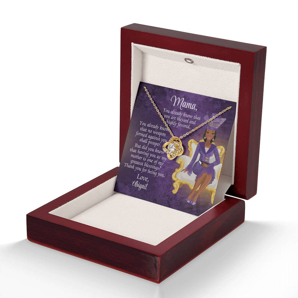 African American Mother Message Card - Love Knot Necklace - You Already Know