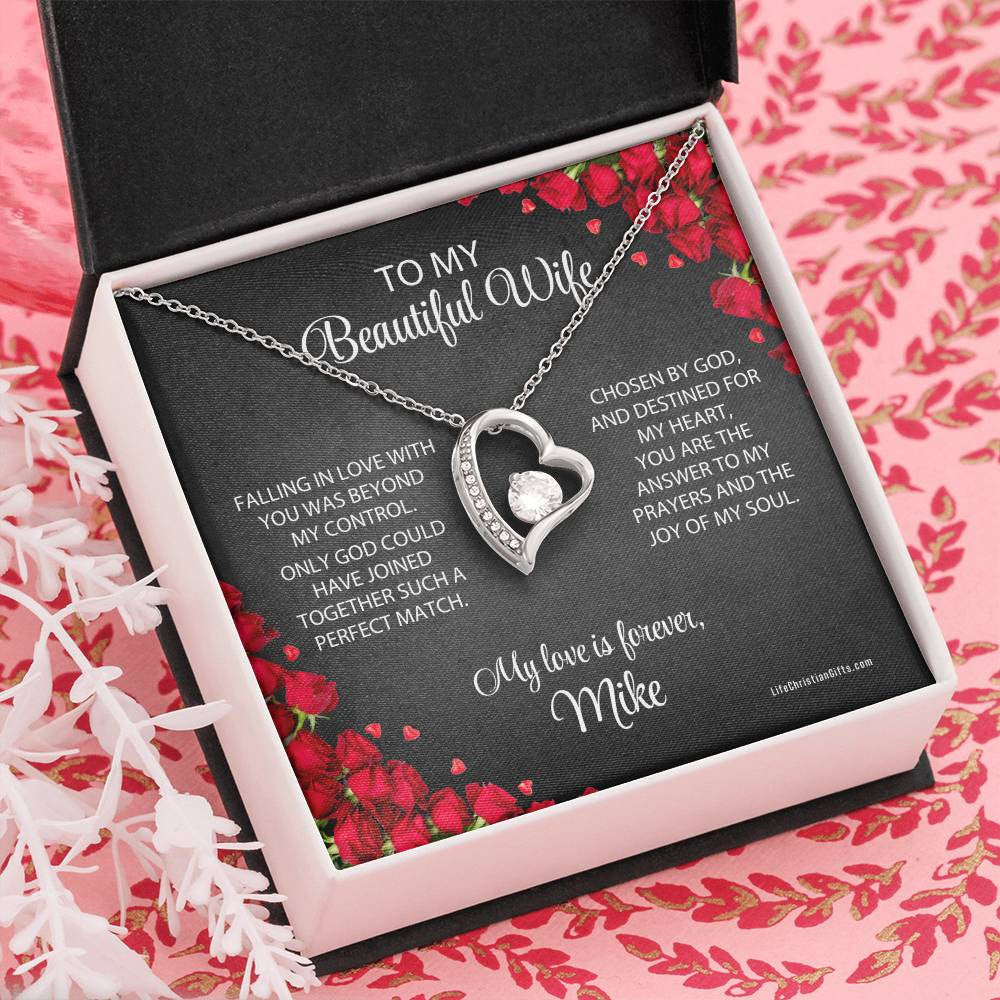 To Wife Message Jewelry Card And Forever Love Necklace - Perfect Match