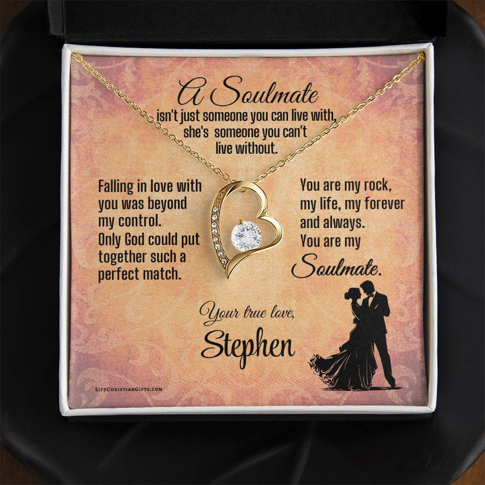 Soulmate Fiancée Christian Message Card With Forever Love Necklace - Can't Live Without