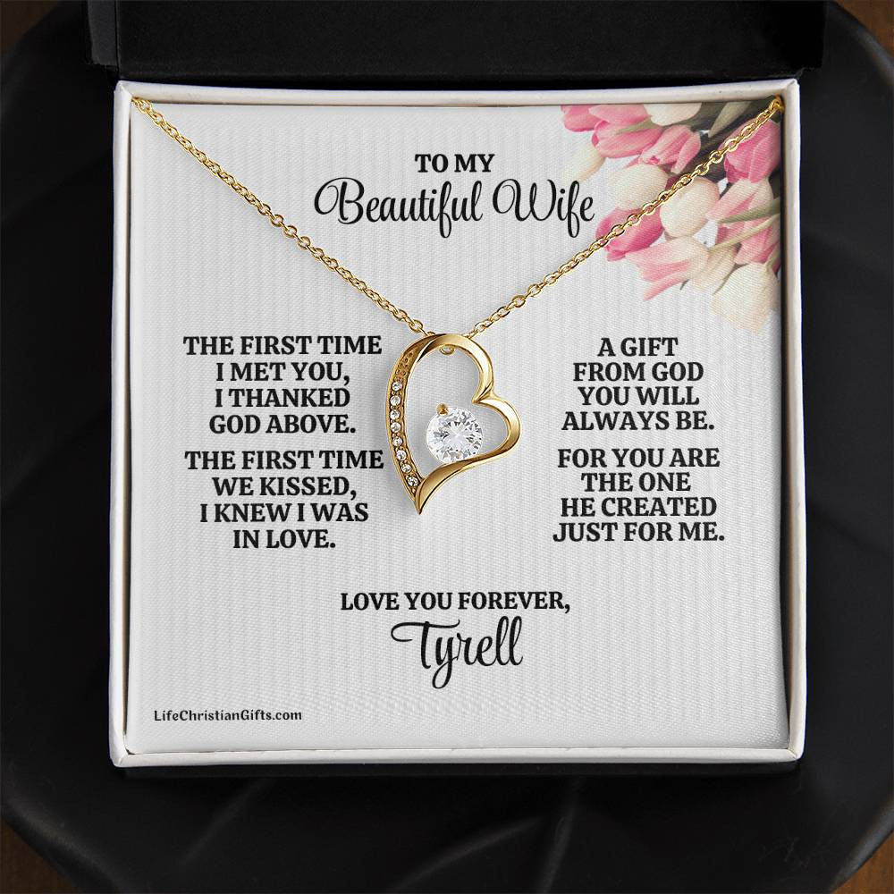 To Wife Message Card And Forever Love Necklace - The First Time