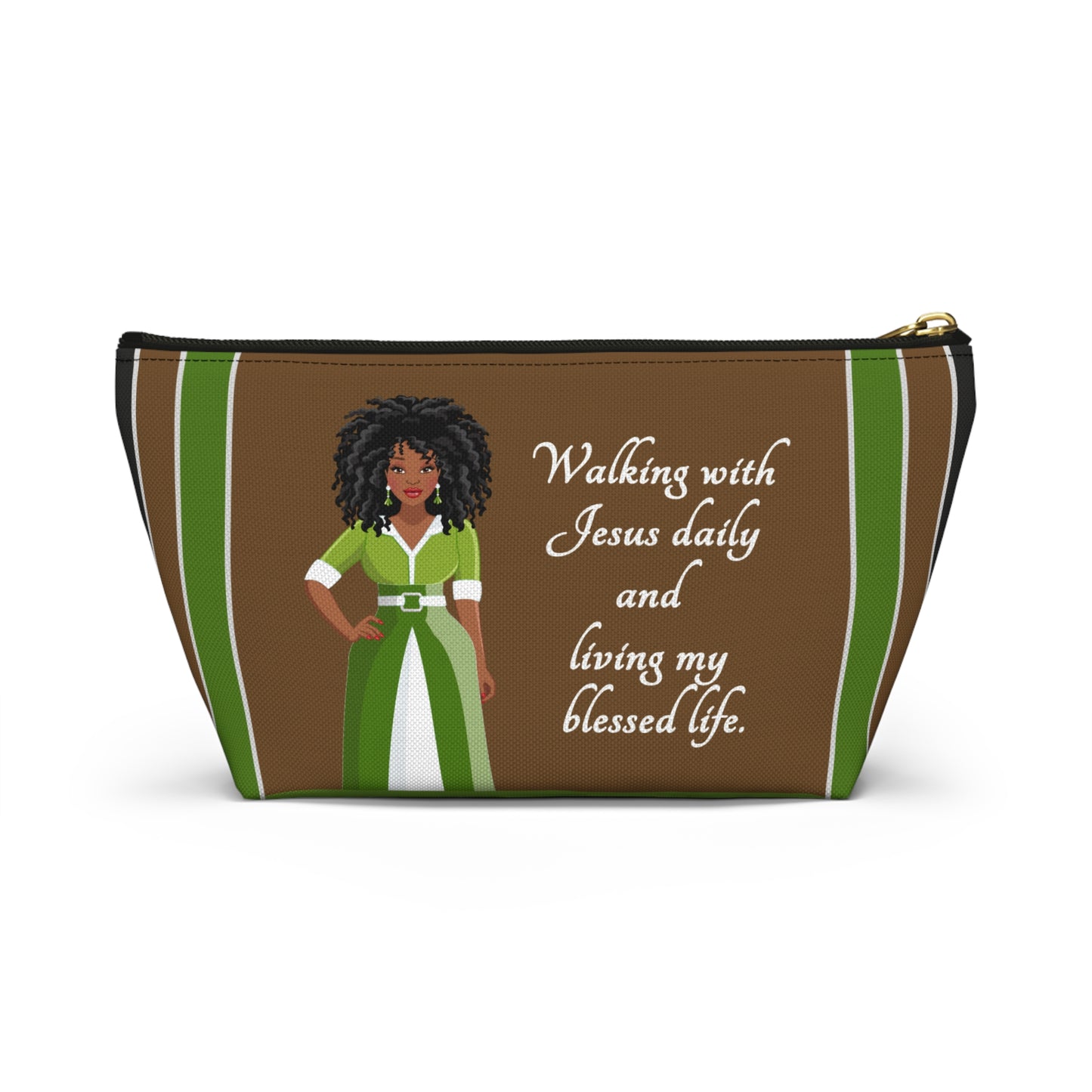 Walking With Jesus Daily - Living Blessed Life Accessory Pouch - African American