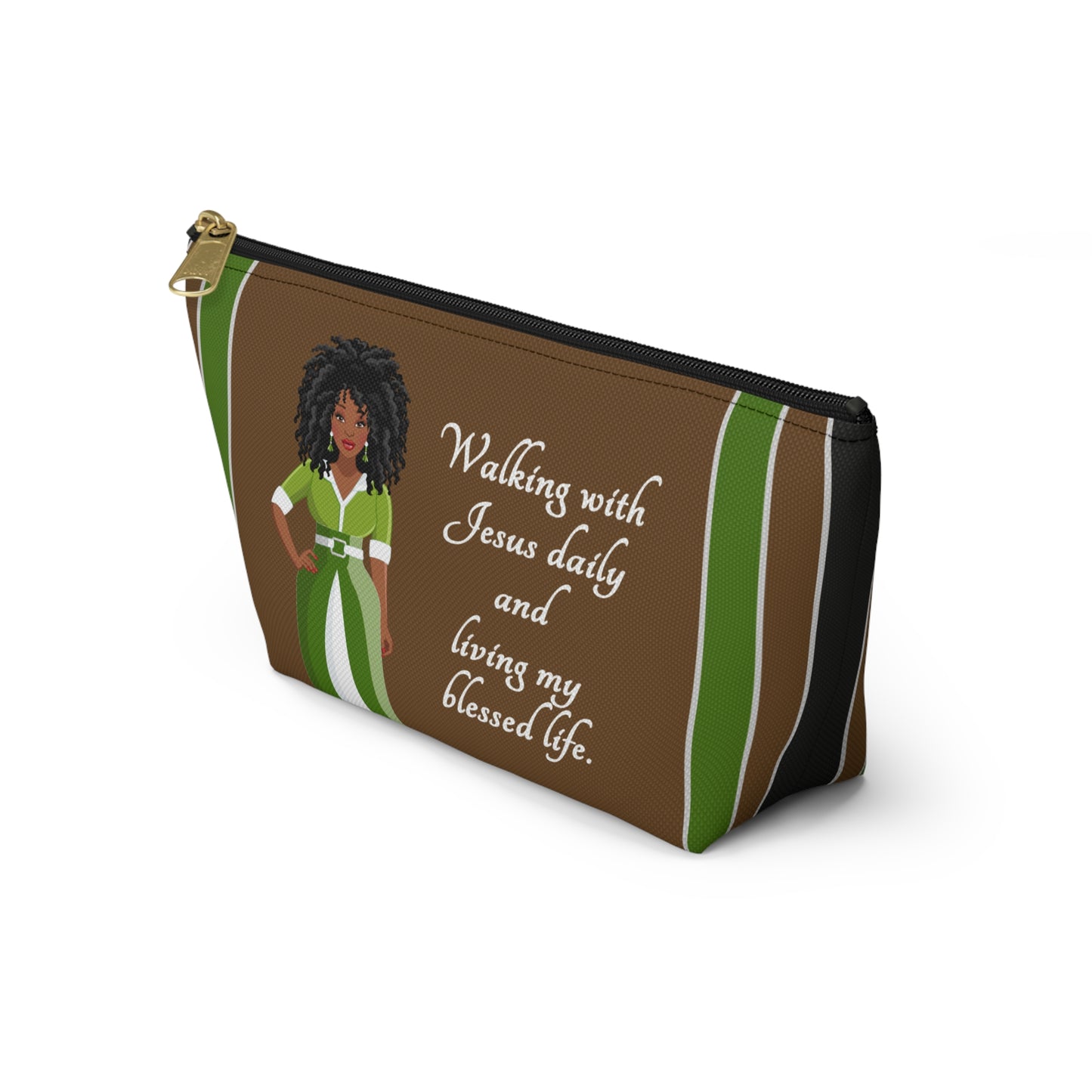 Walking With Jesus Daily - Living Blessed Life Accessory Pouch - African American