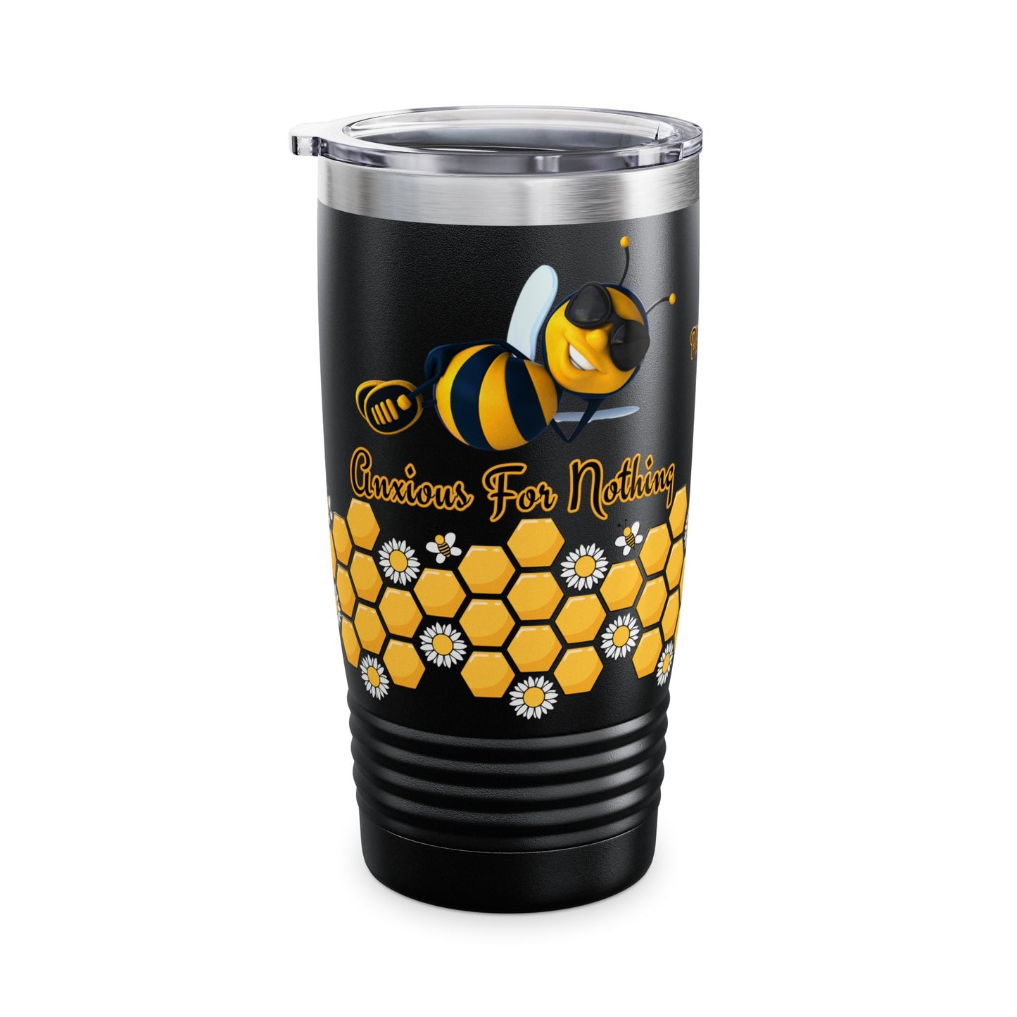 Bee Anxious For Nothing Bible Verse 20oz Ringneck Tumbler