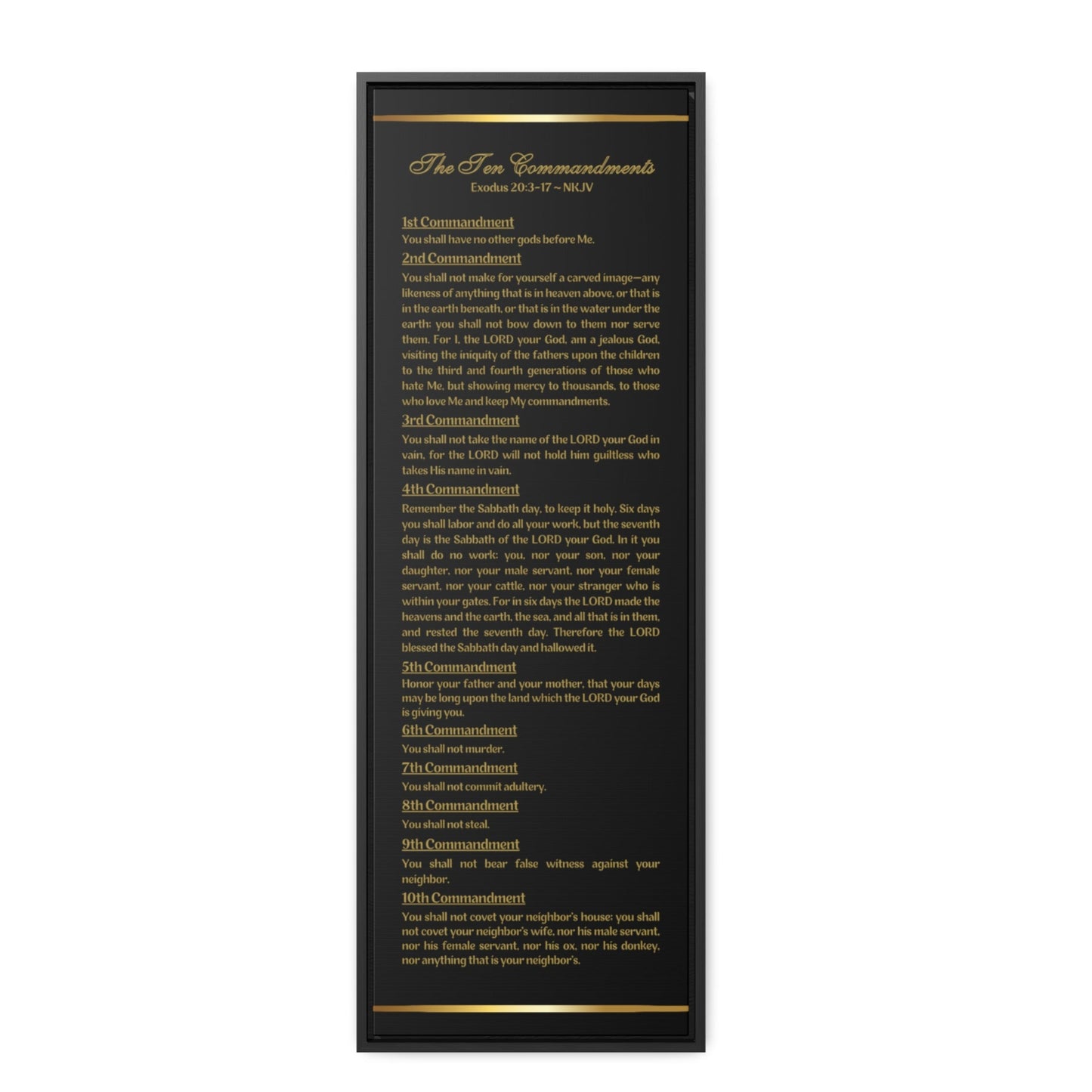 Ten Commandments Framed Canvas Wall Art- Black