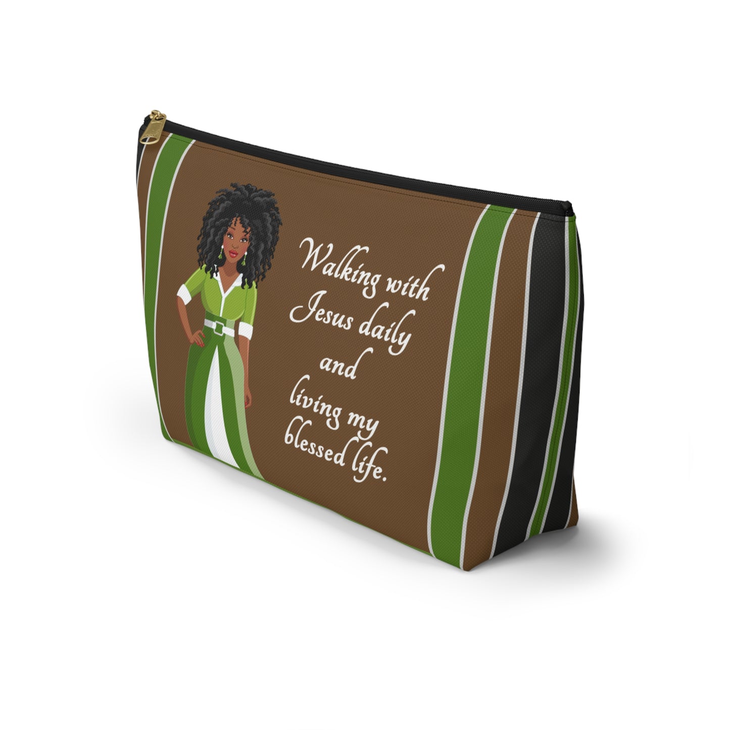 Walking With Jesus Daily - Living Blessed Life Accessory Pouch - African American