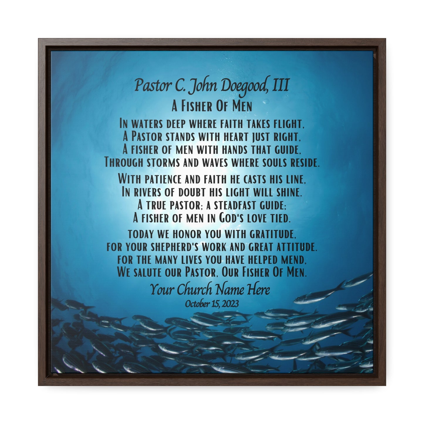 Personalized Pastor Appreciation Framed Canvas Wrap - Fisher of Men