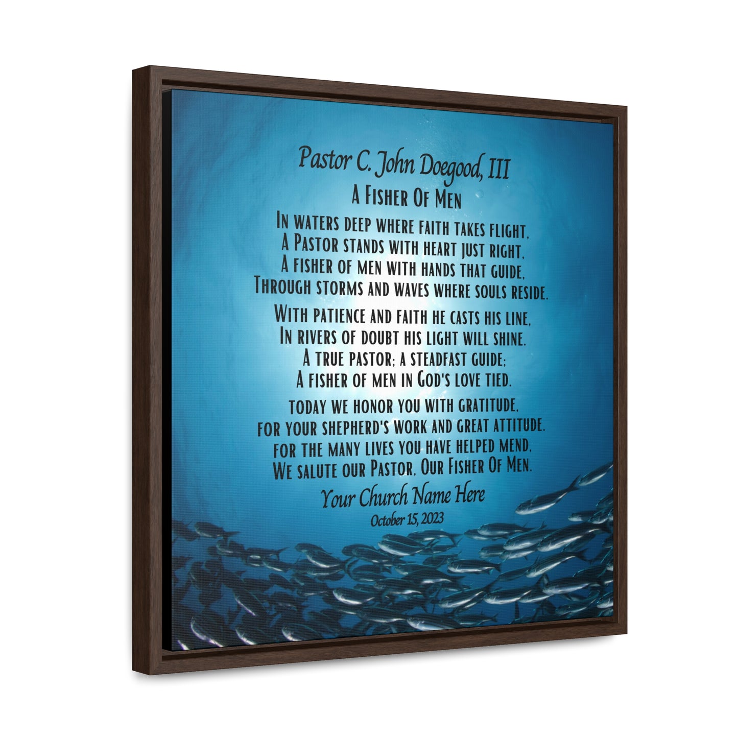 Personalized Pastor Appreciation Framed Canvas Wrap - Fisher of Men