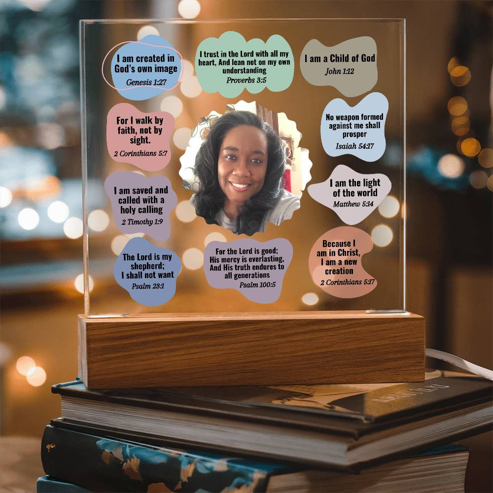 Christian Bible Verse Affirmations Desk Plaque - Personalized Acrylic Photo Plaque