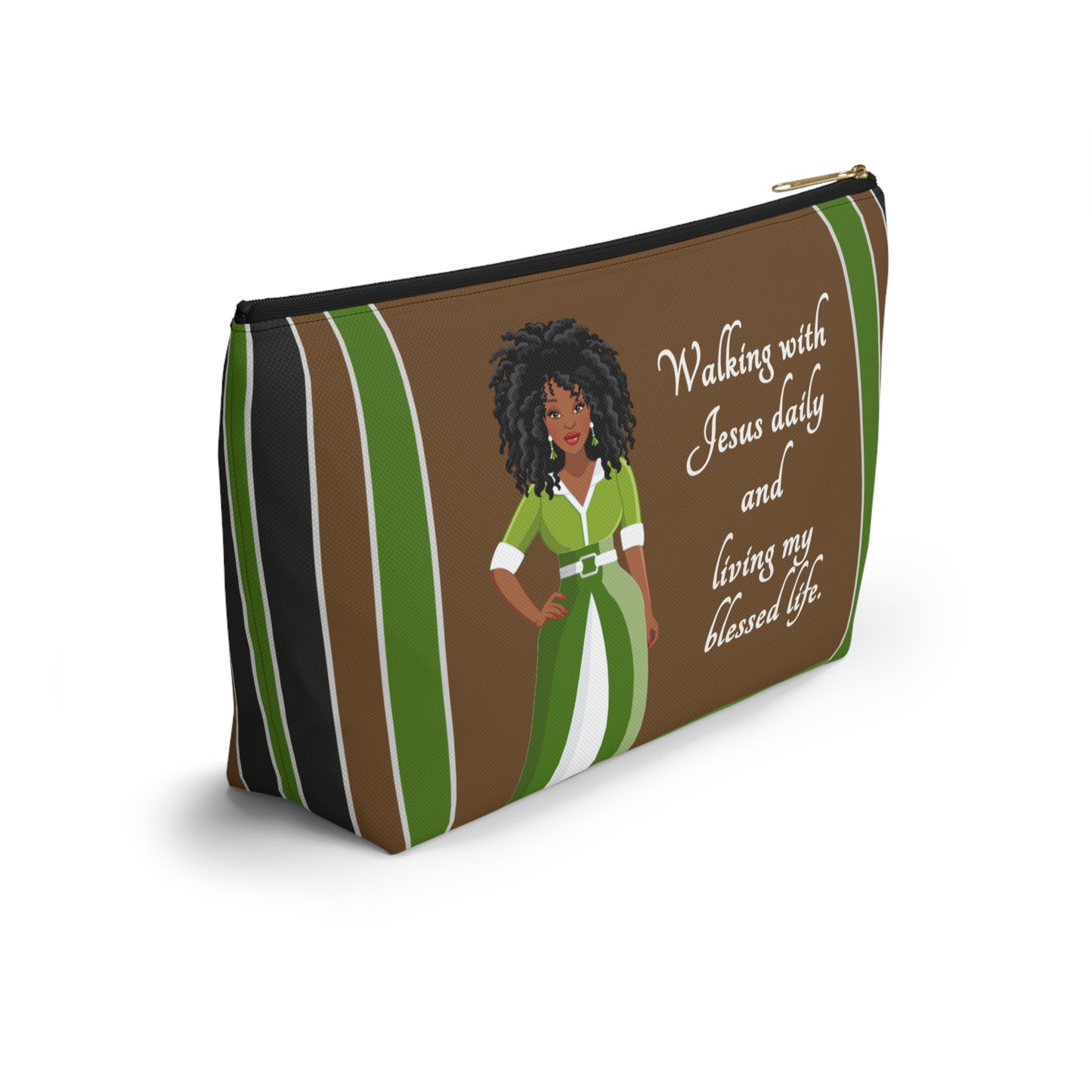 Walking With Jesus Daily - Living Blessed Life Accessory Pouch - African American