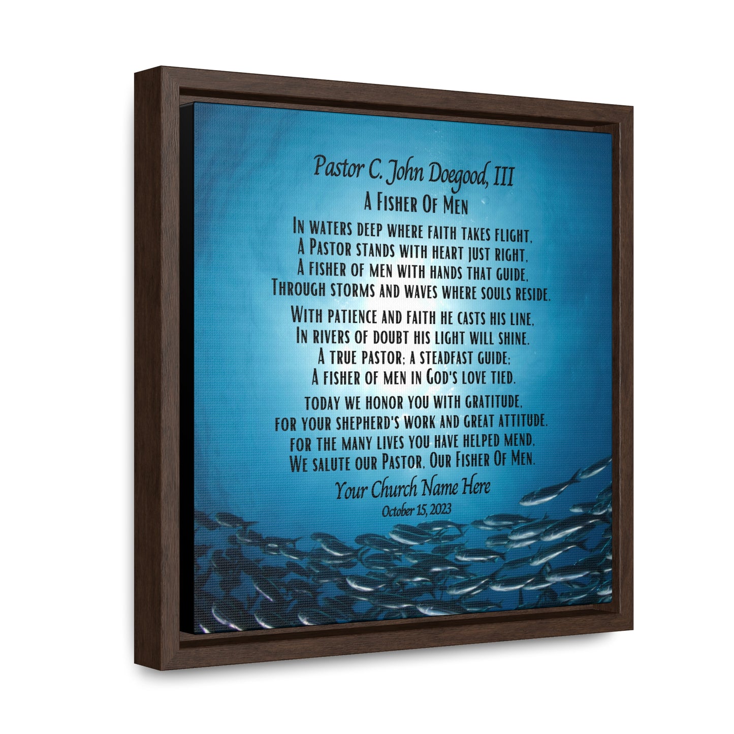 Personalized Pastor Appreciation Framed Canvas Wrap - Fisher of Men