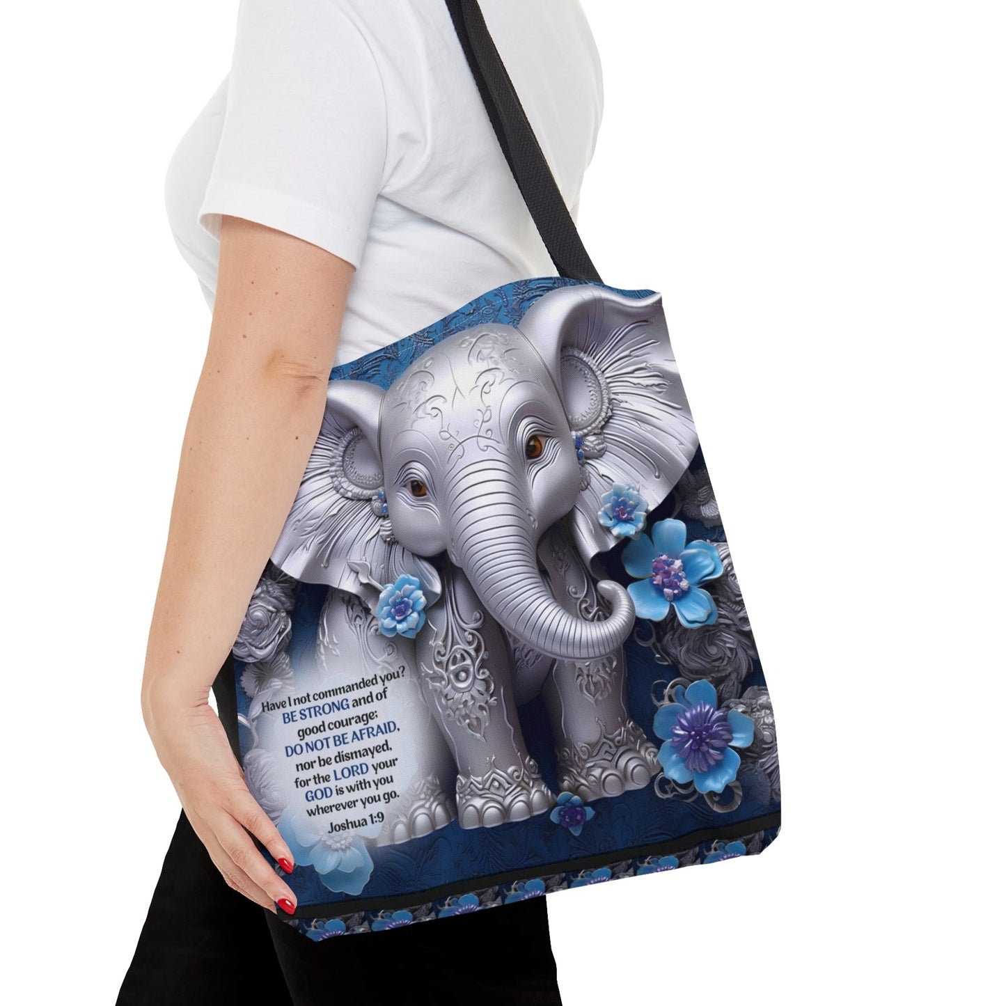 Bible Verse Tote Bag - 3D Elephant Print