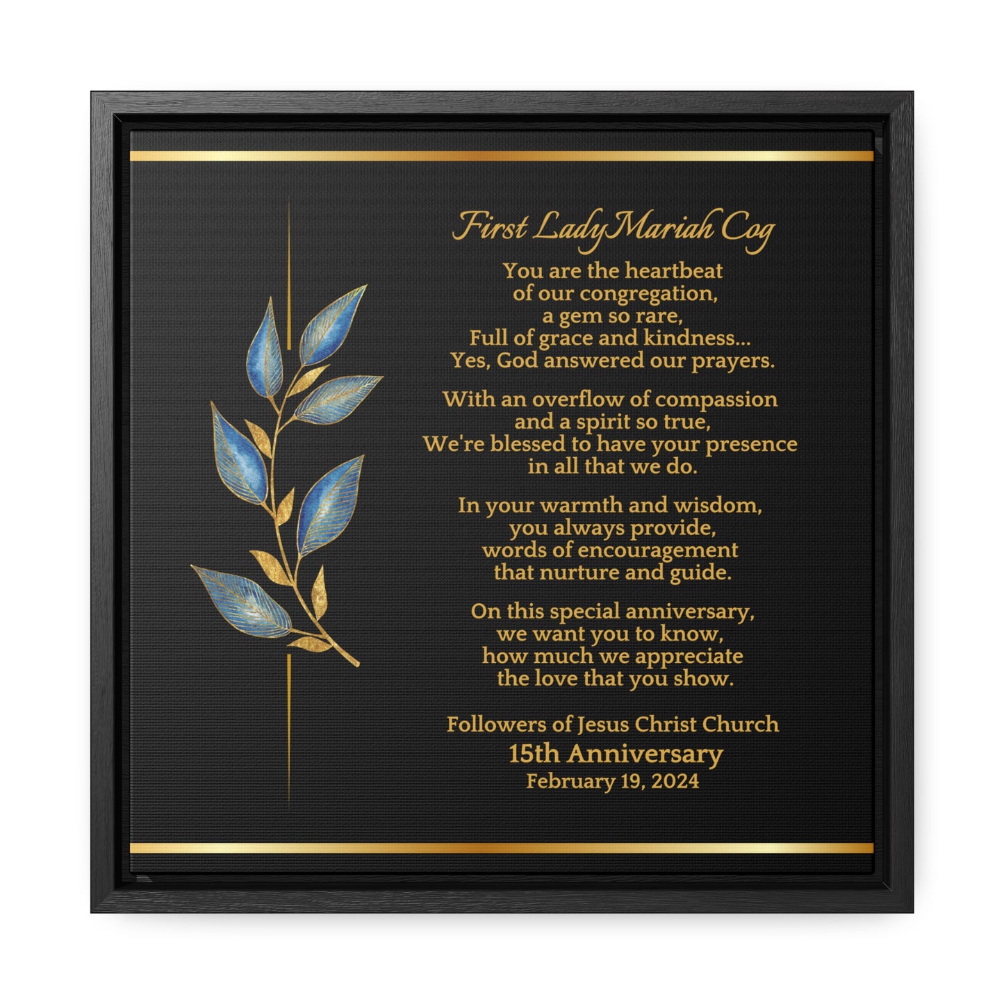 Pastor's Wife Church Anniversary Framed Canvas Wrap- Heartbeat