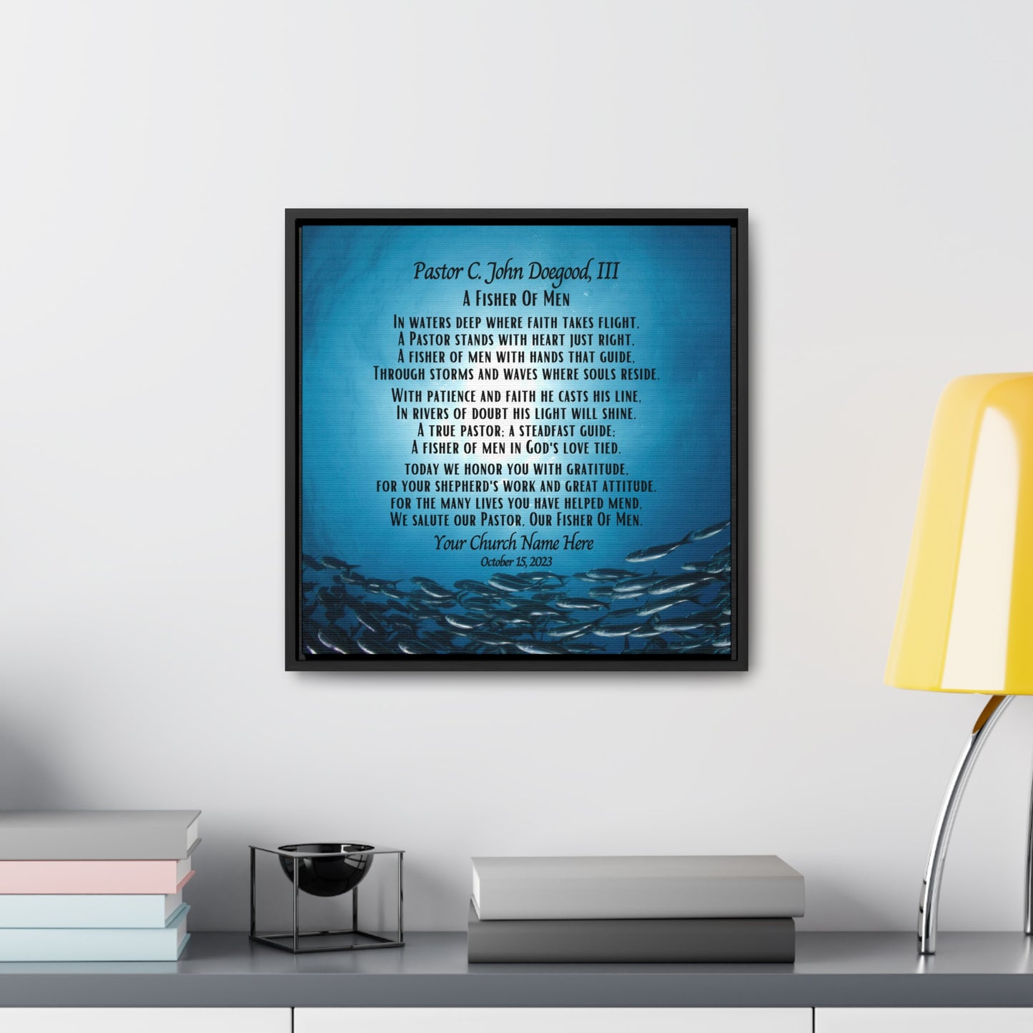 Personalized Pastor Appreciation Framed Canvas Wrap - Fisher of Men