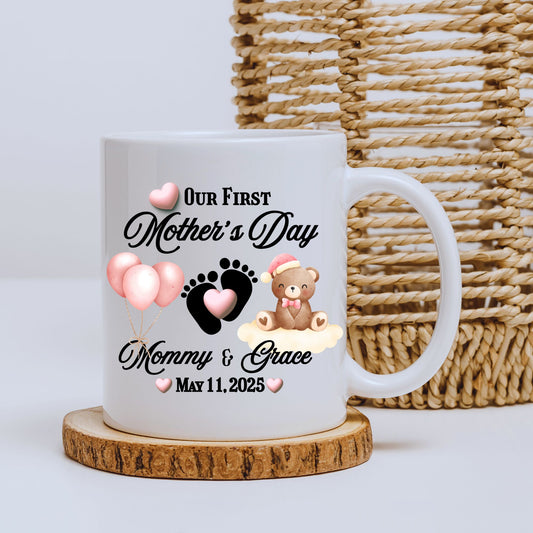 Personalized First-Time Mother's Day Baby Girl Mom Mug