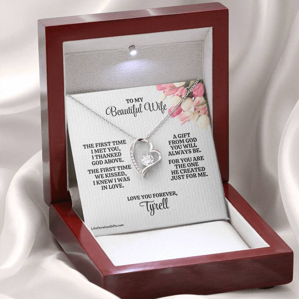 To Wife Message Card And Forever Love Necklace - The First Time