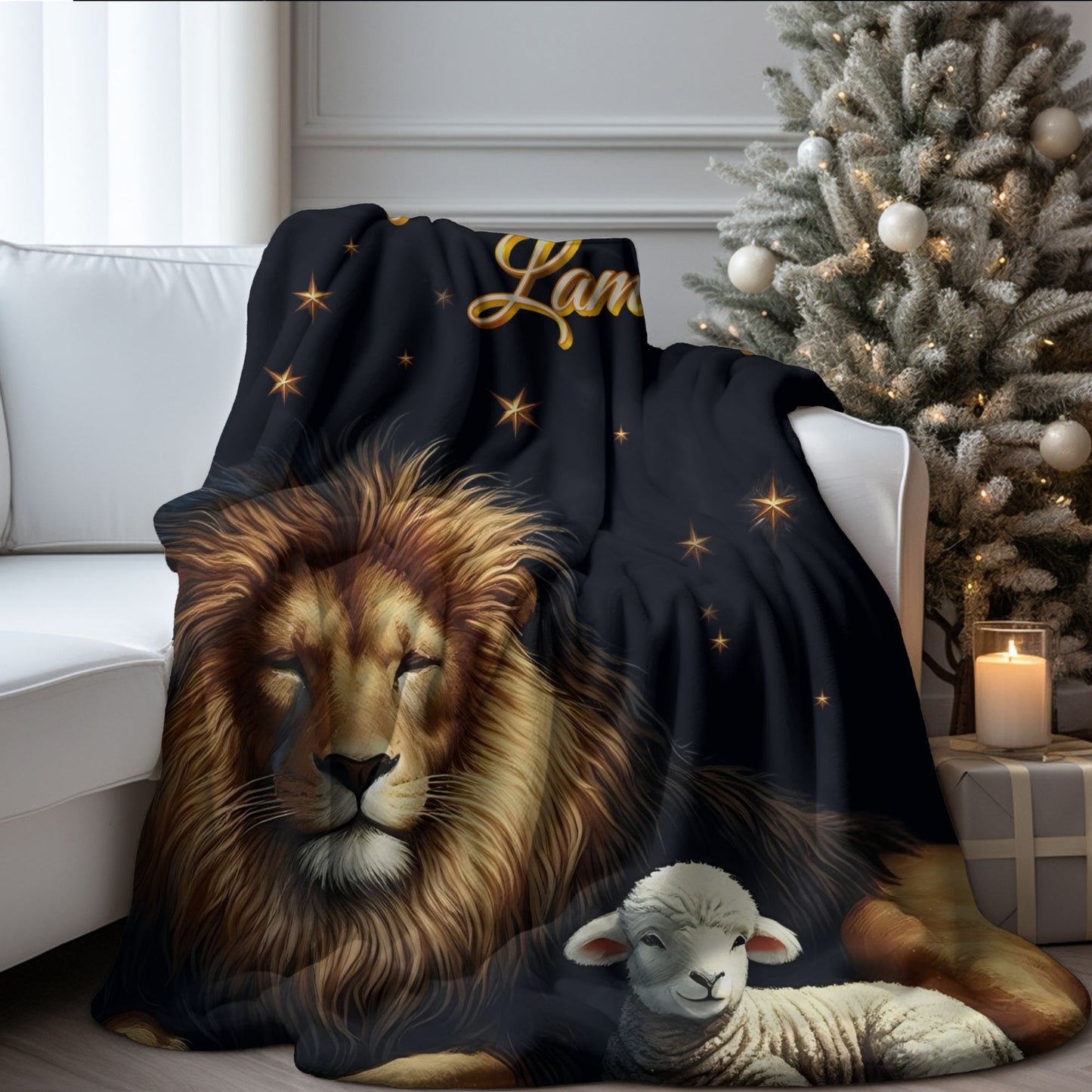 Lion of Judah Lamb of God Sherpa Blanket
