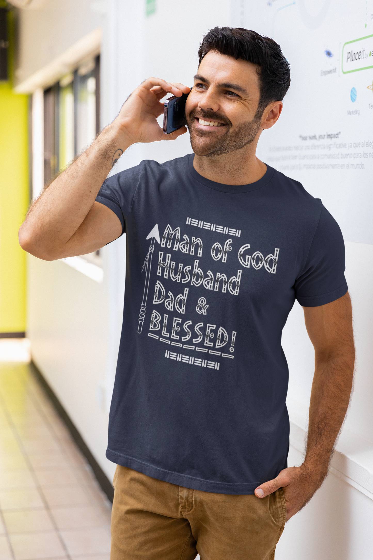 Man of God Husband Dad & Blessed Men's Father's Day Christian Faith T-Shirt