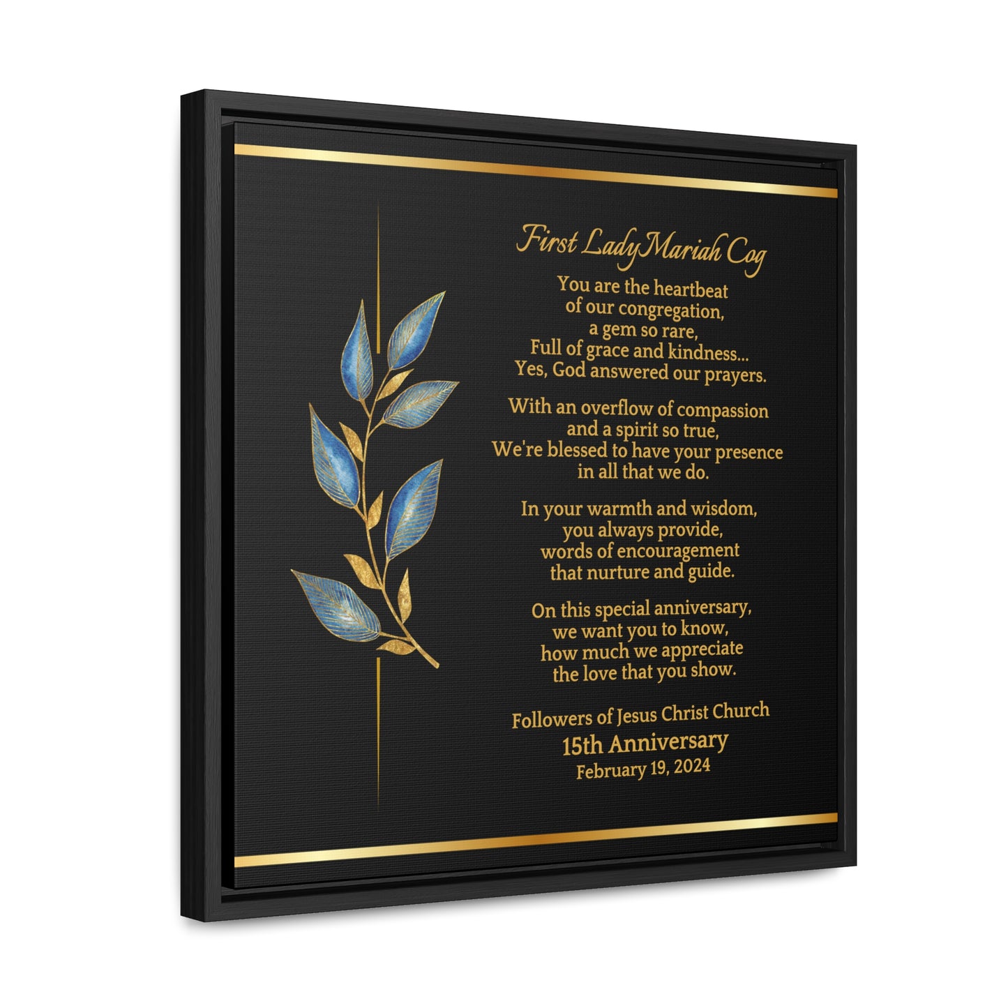 Pastor's Wife Church Anniversary Framed Canvas Wrap- Heartbeat