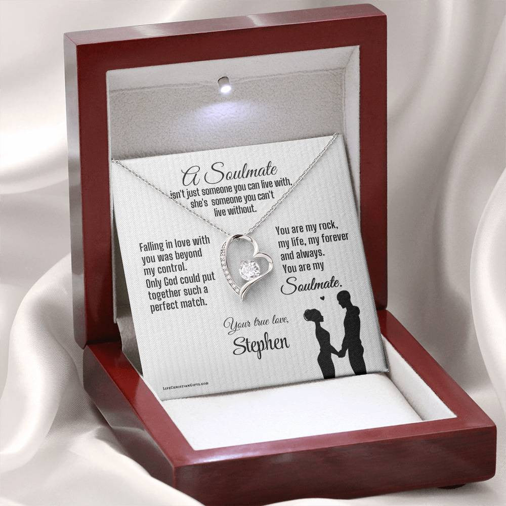 Soulmate Message Card With Forever Love Necklace - Can't Live Without