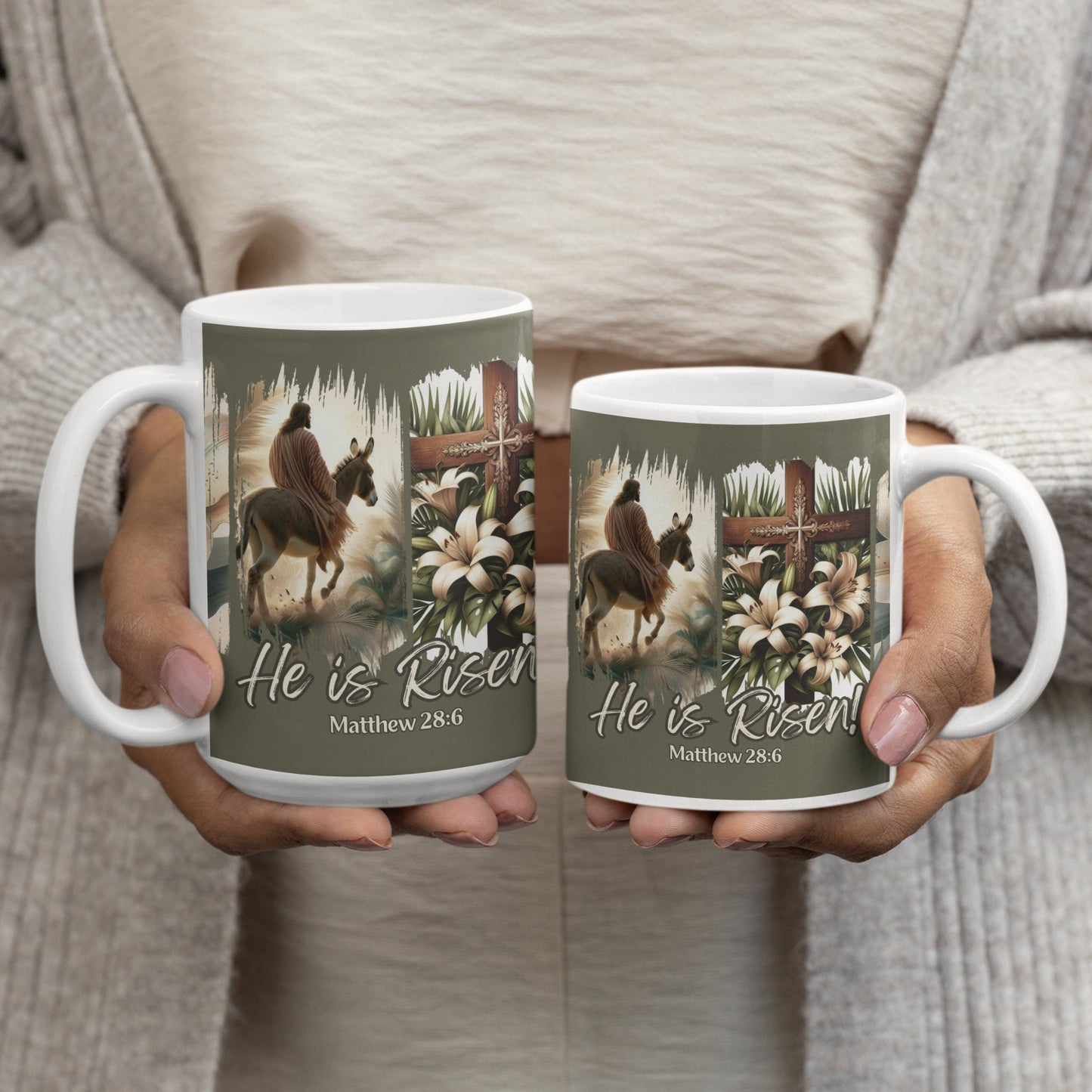 Easter Mug He is Risen Bible Verse Matthew 28:6