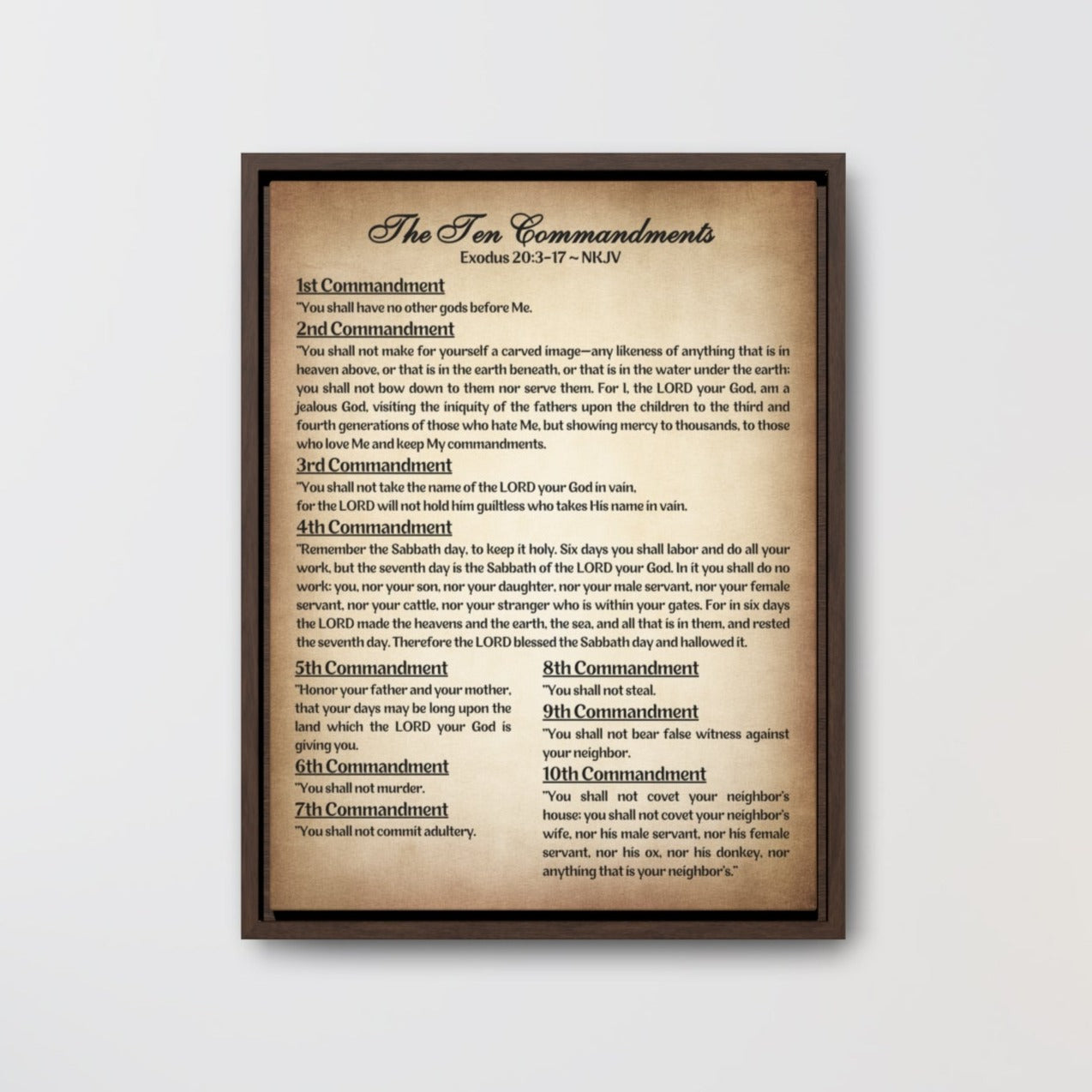 The Ten Commandments Canvas Wrap In Frame