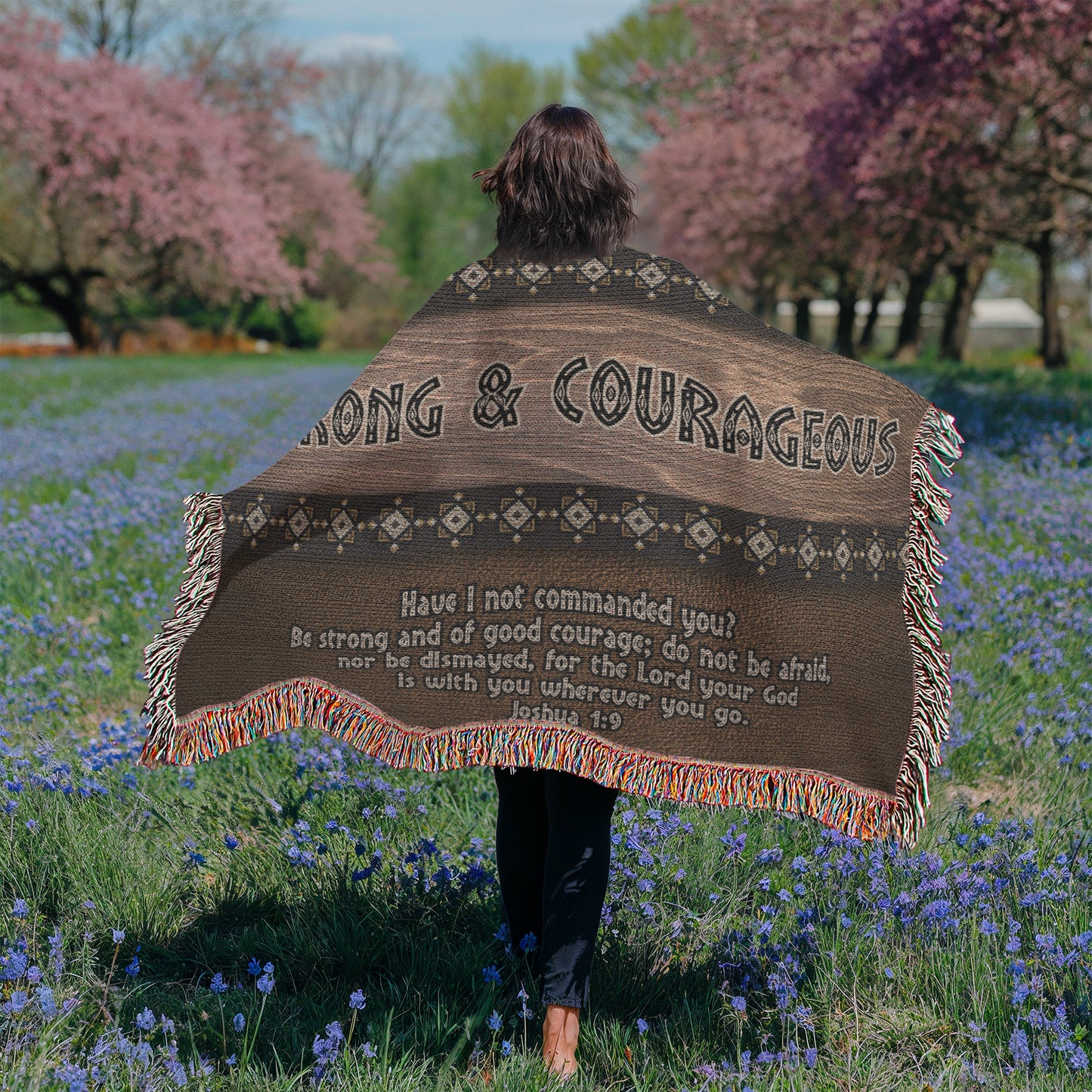 Strong and Courageous Joshua 1:9 Christian Throw Blanket