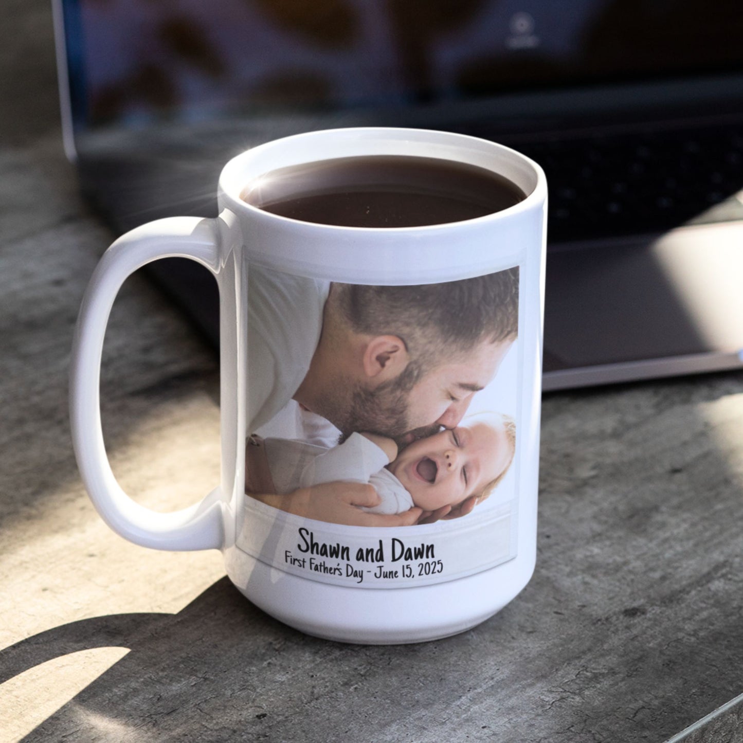 First Father’s Day Polaroid Photo and Calendar Mug