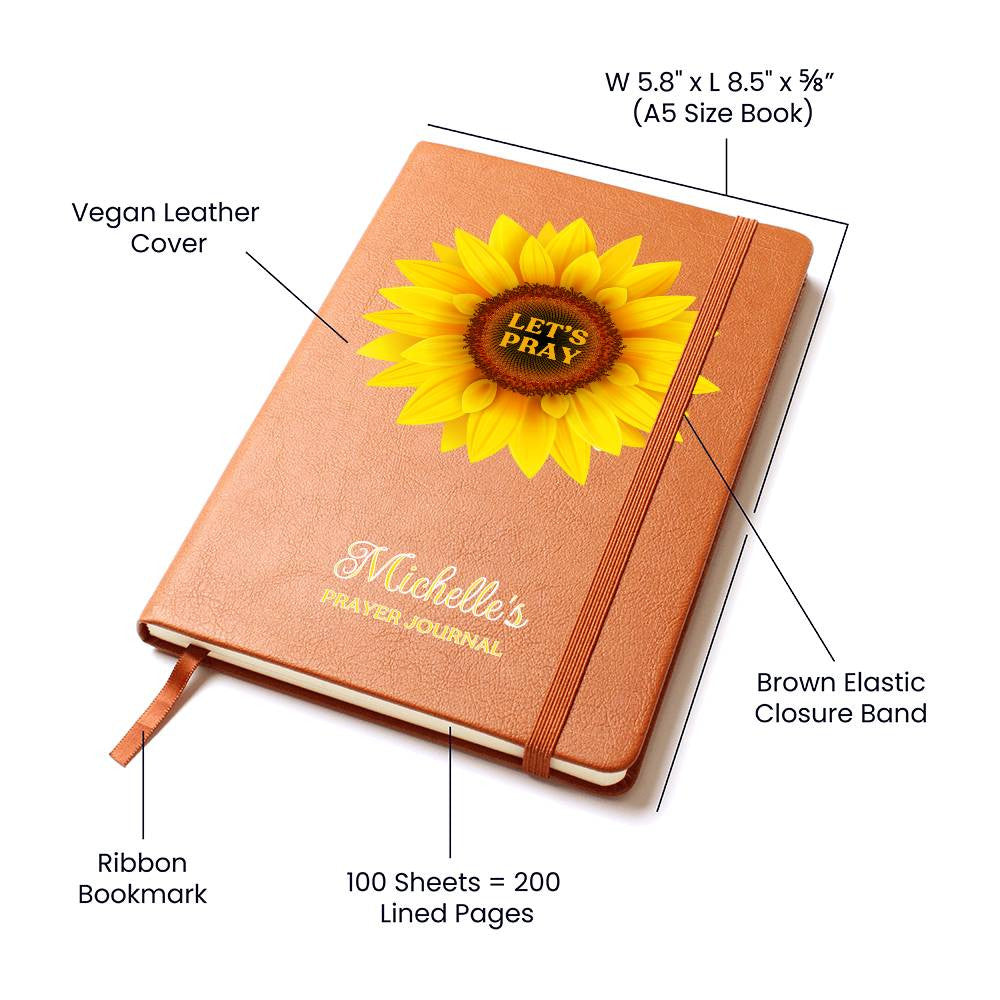 Personalized Women's Prayer Journal With Sunflower Gift