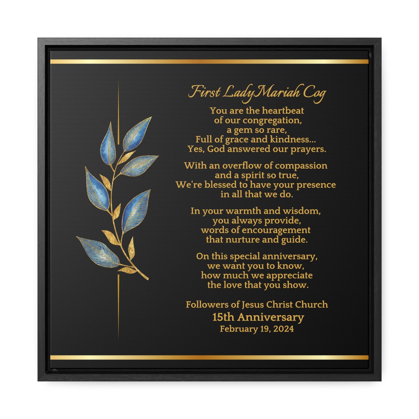 Pastor's Wife Church Anniversary Framed Canvas Wrap- Heartbeat