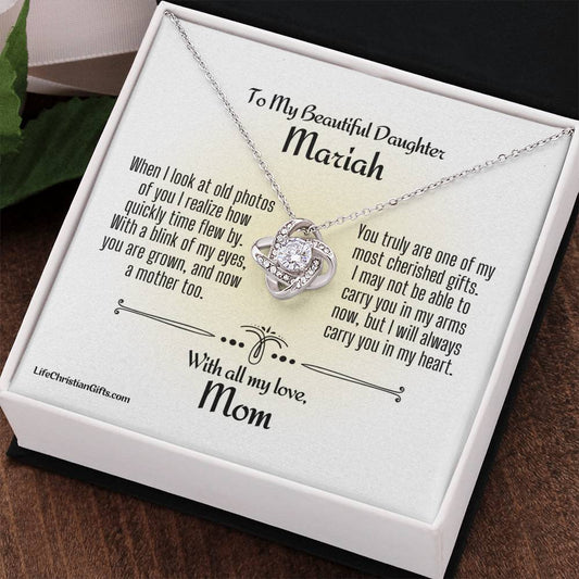 Personalized Card To Daughter With Love Knot Necklace - Time Flew By