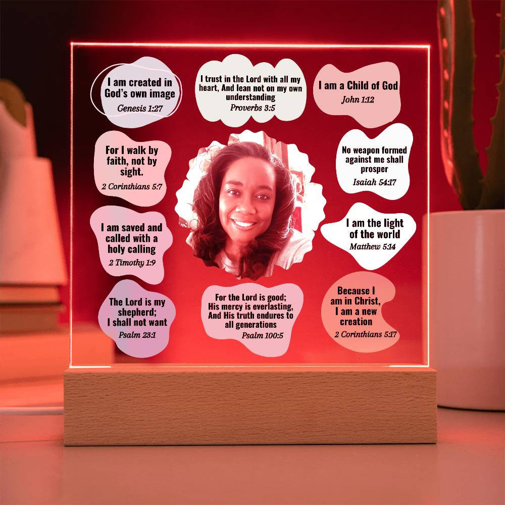 Christian Bible Verse Affirmations Desk Plaque - Personalized Acrylic Photo Plaque