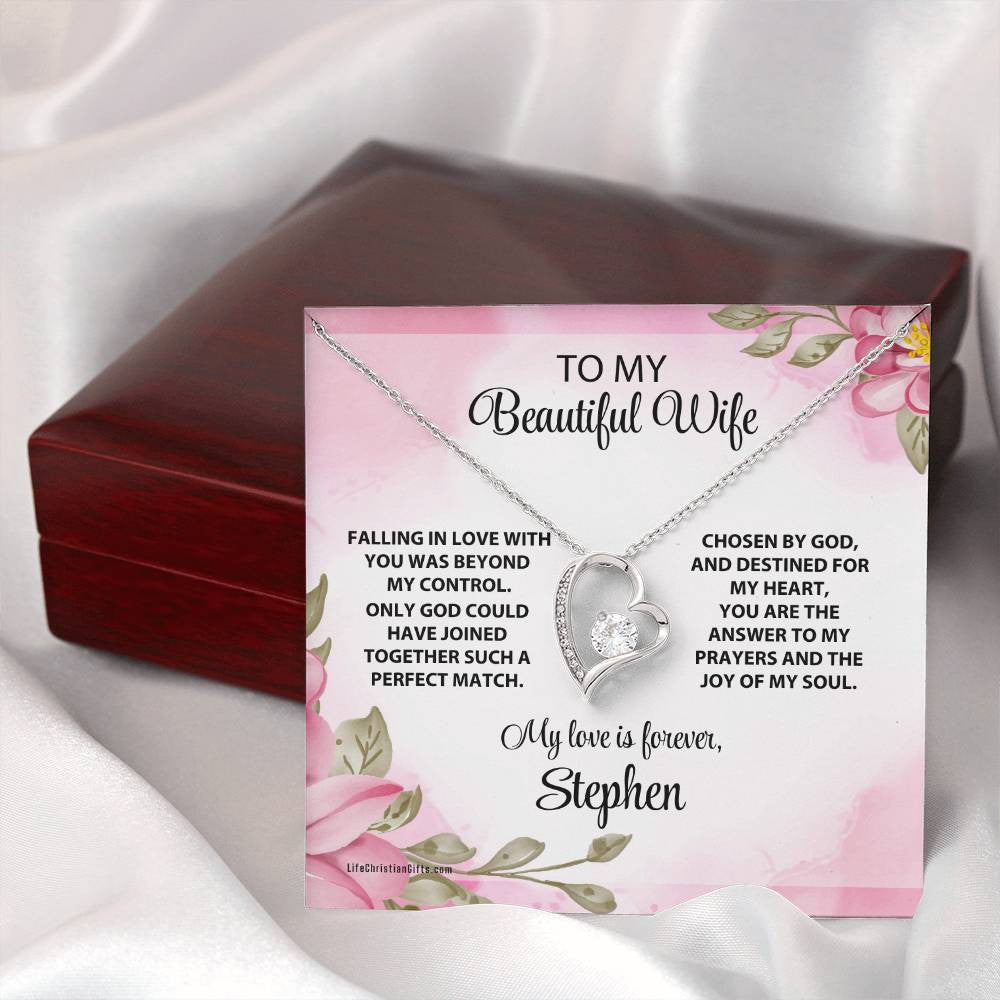 Christian Wife Message Card With Forever Love Necklace - Perfect Match