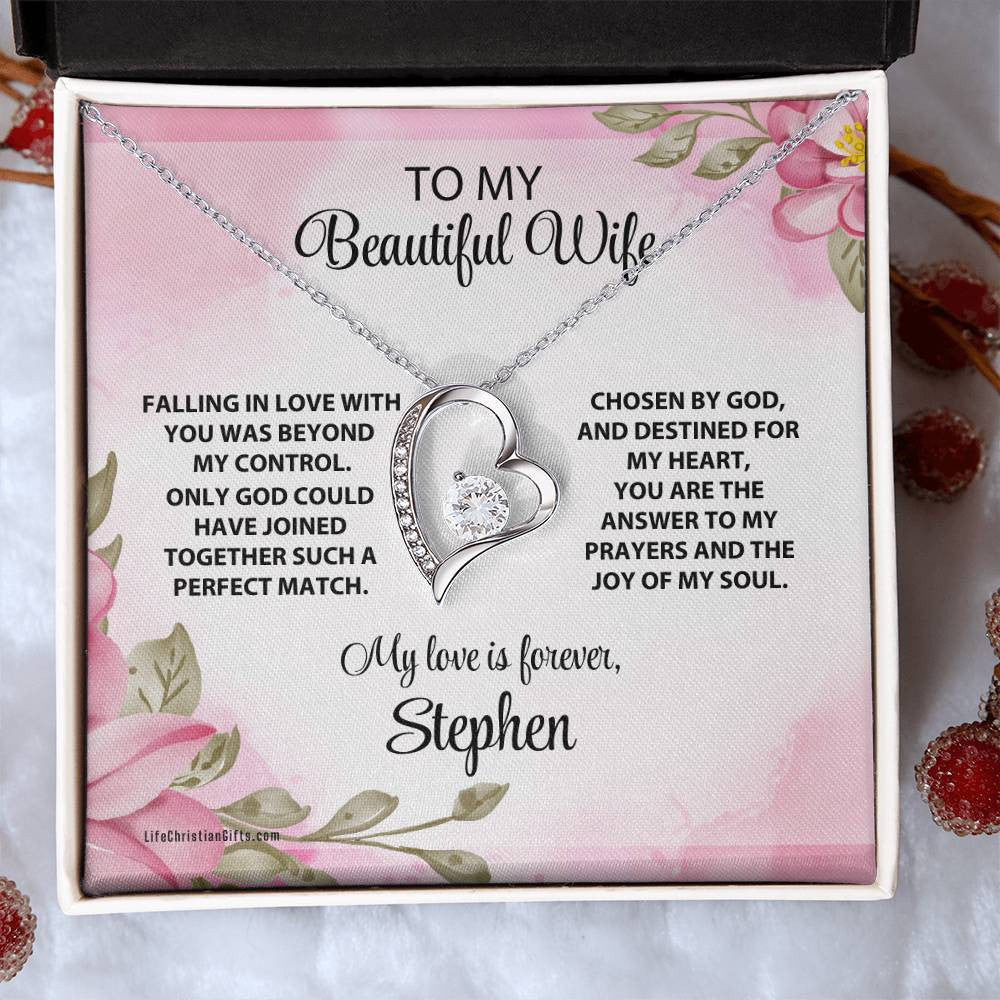 Christian Wife Message Card With Forever Love Necklace - Perfect Match