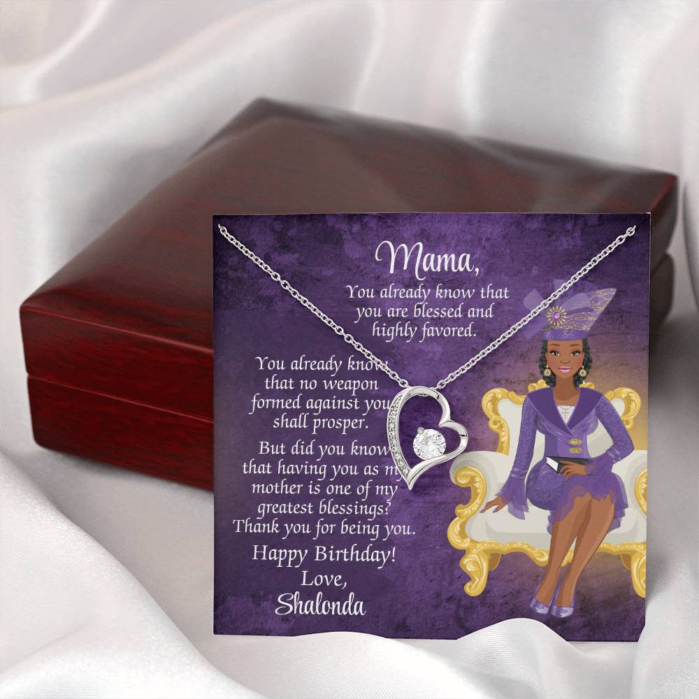 African American Mom Birthday Card With Forever Love Necklace - You Already Know