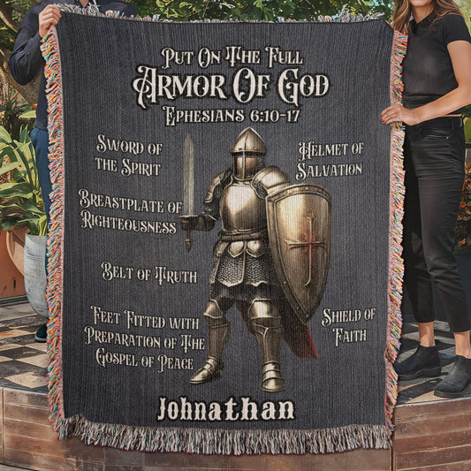 Personalized Bible Verse Armor of God Throw Blanket