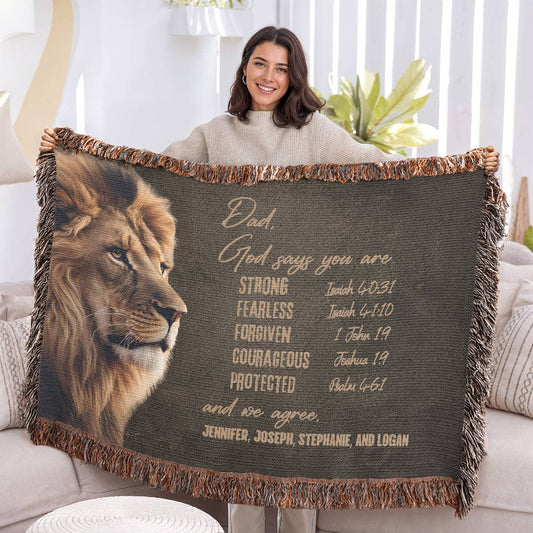 Dad and Grandfather Personalized Throw Blanket - God Says You Are