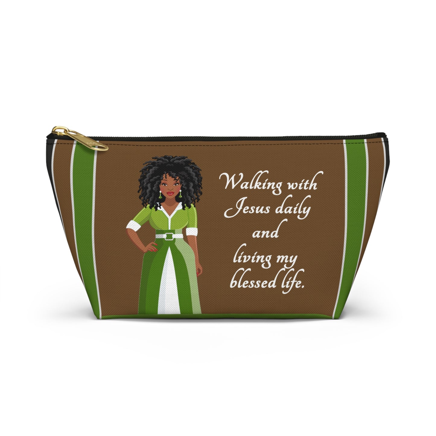 Walking With Jesus Daily - Living Blessed Life Accessory Pouch - African American