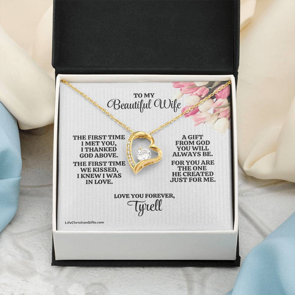 To Wife Message Card And Forever Love Necklace - The First Time
