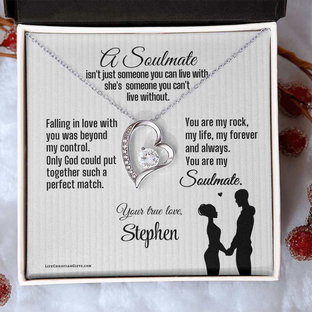 Soulmate Message Card With Forever Love Necklace - Can't Live Without