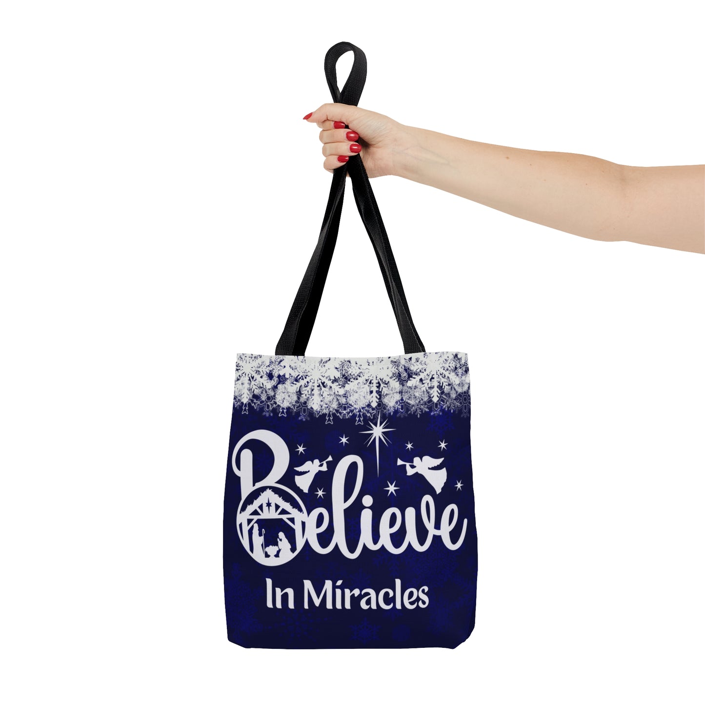 Nativity Scene Believe In Miracles Christmas Tote Bag