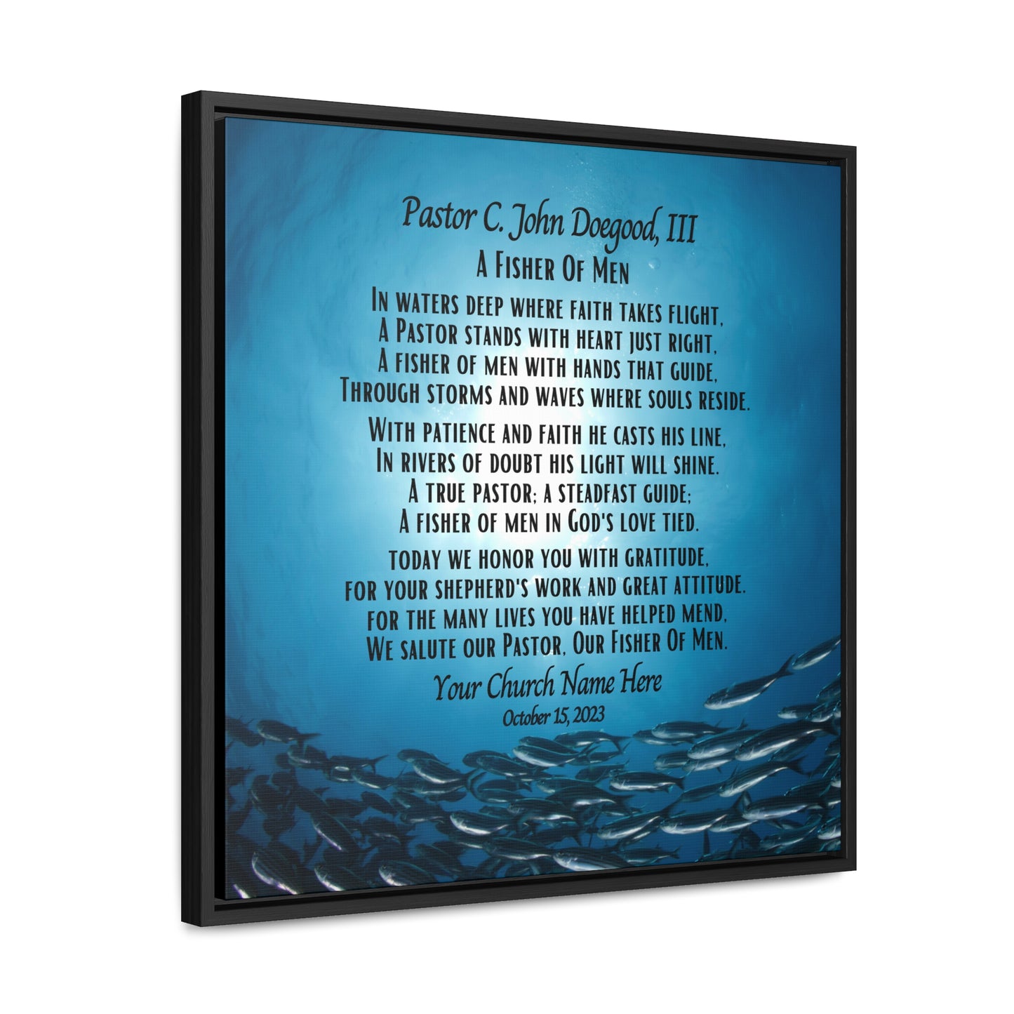Personalized Pastor Appreciation Framed Canvas Wrap - Fisher of Men