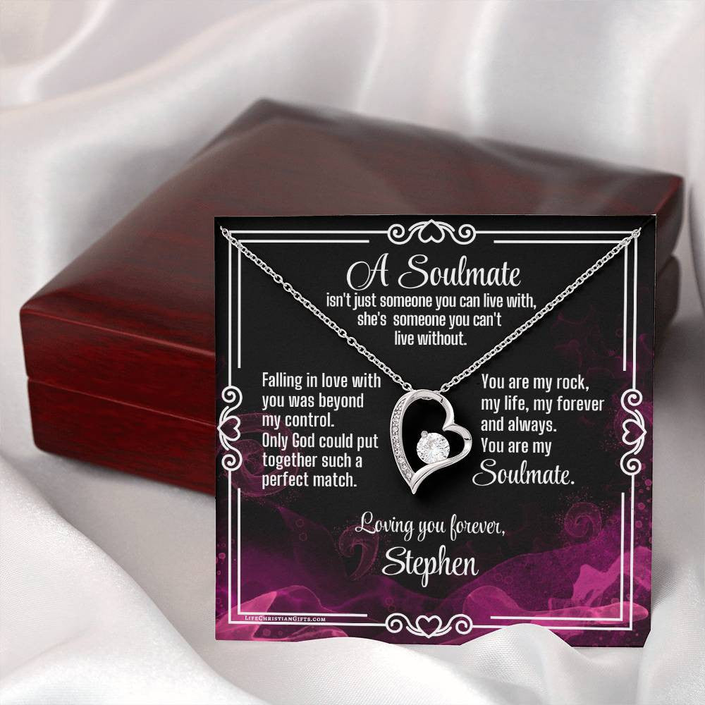 Soulmate Love Message Card With Forever Love Necklace - Can't Live Without
