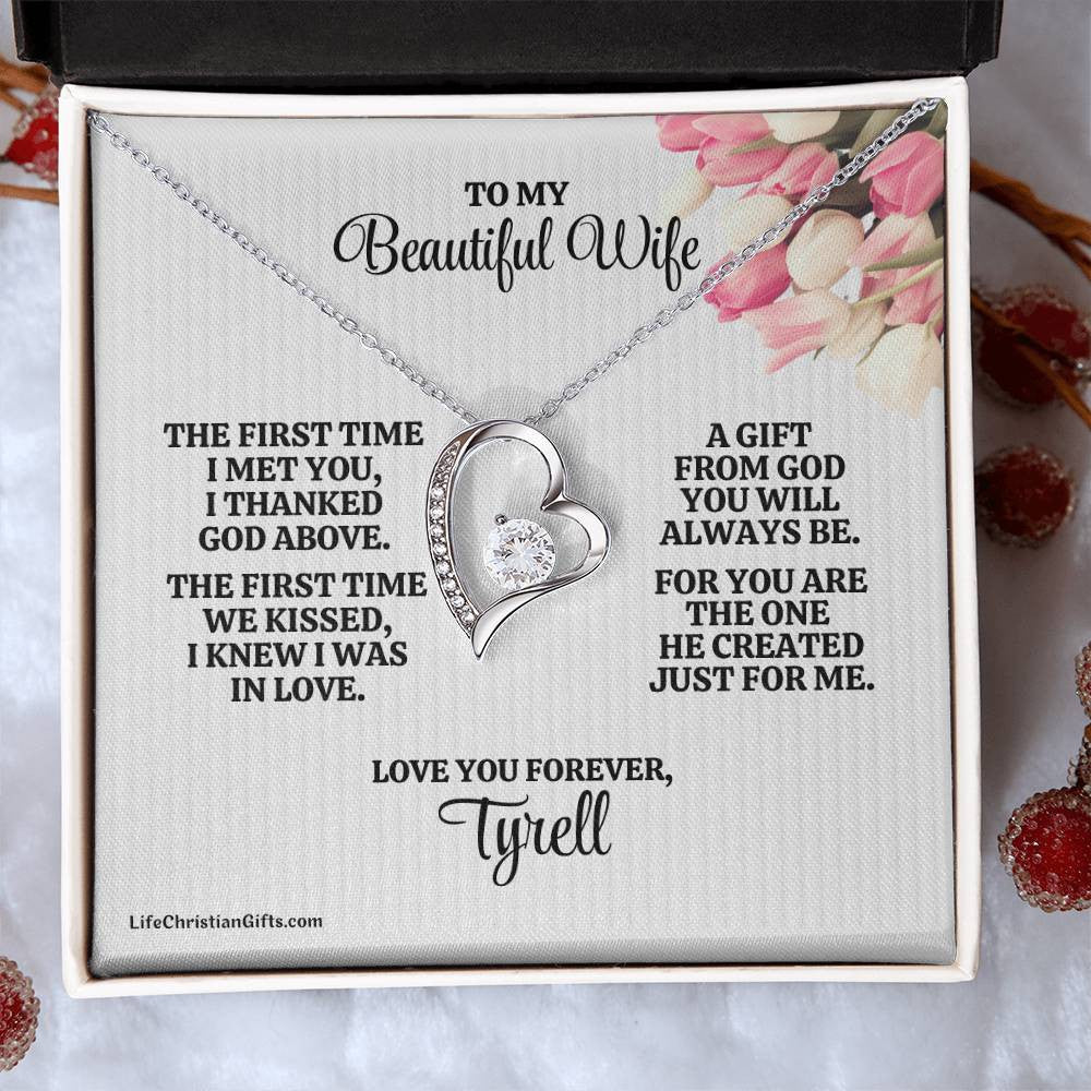 To Wife Message Card And Forever Love Necklace - The First Time