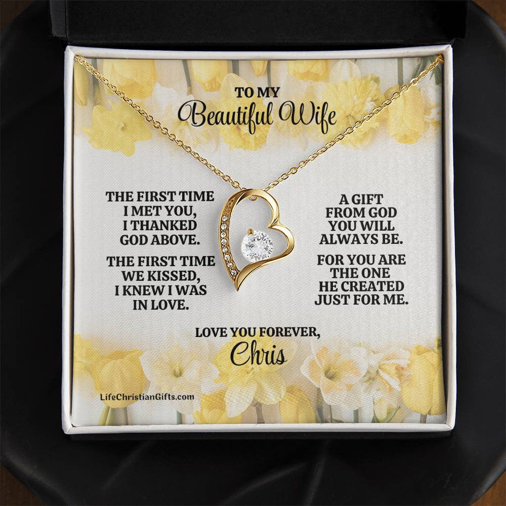 Christian Wife Message Card And Forever Love Necklace - The First Time