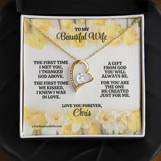 Christian Wife Message Card And Forever Love Necklace - The First Time