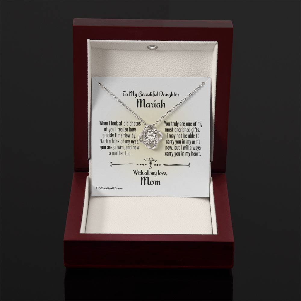 Personalized Card To Daughter With Love Knot Necklace - Time Flew By
