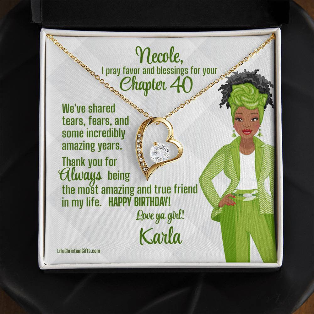 African American Chapter Birthday Card With The Forever Love Necklace