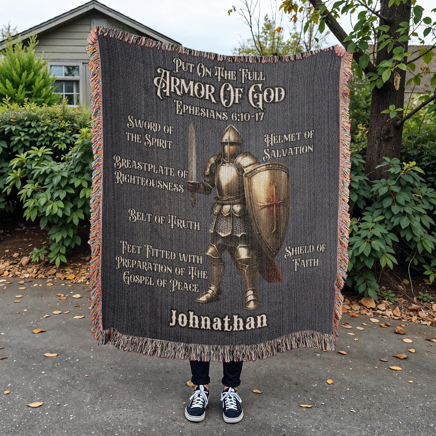 Personalized Bible Verse Armor of God Throw Blanket